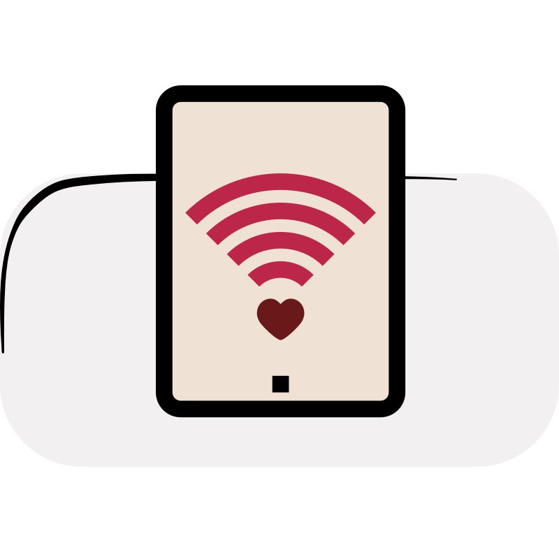 A wifi connection symbol with a heart at the base